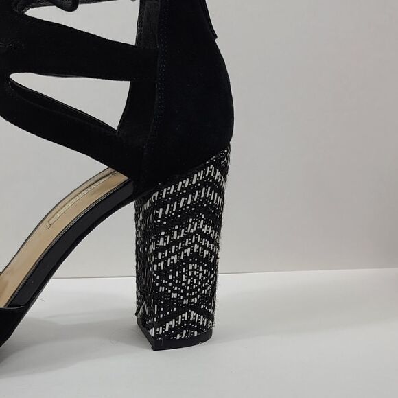 Audrey Brooke Black Ankle Suedette Block Heel Shoe - Picture 6 of 10